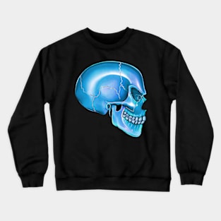 Blue Angry Skull Side View Crewneck Sweatshirt